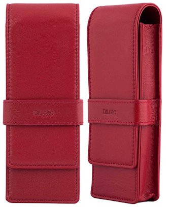 DiLoro Pen pouch, Leather Pen Holder (Triple) series Venetian red  