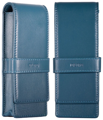 DiLoro Pen pouch, Leather Pen Holder (Triple) series Sololio blue   