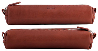 DiLoro Pouch, Leather Pen - Pencil Pouch series Bugatti tan