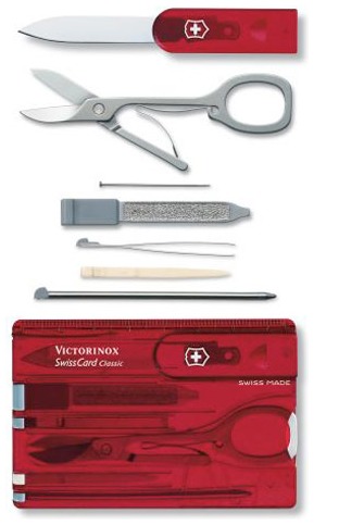 Carte multifonction Victorinox, série SwissCards Rouge translucide
