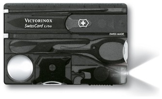 Carte multifonction Victorinox, série SwissCards Lite Noir translucide