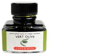 Bouteille d'encre J.Herbin , série La Perle des Encres Encre verte (Vert olive)