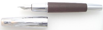 Stylo plume Faber-Castell, série E-motion Wood/Chrome Brun foncé