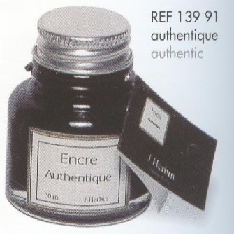 Bouteille d'encre J.Herbin , série Encre Authentique - Authentic Ink Encre noir