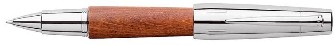 Stylo bille roulante Faber-Castell, série E-motion Wood/Chrome Brun pâle