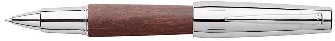 Stylo bille roulante Faber-Castell, série E-motion Wood/Chrome Brun foncé