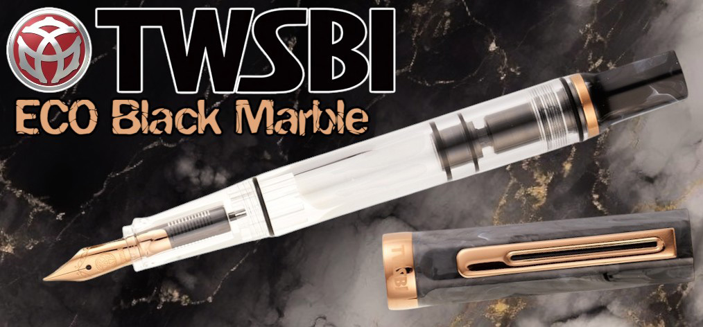 Stylo plume TWSBI, série Eco Marbre Noir/Bronze 