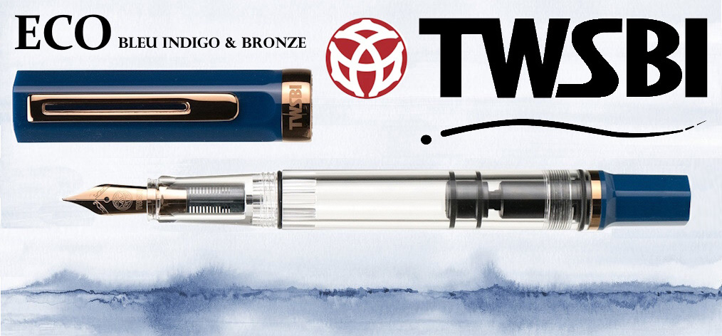 Stylo plume TWSBI, série Eco Bleu indigo/Bronze