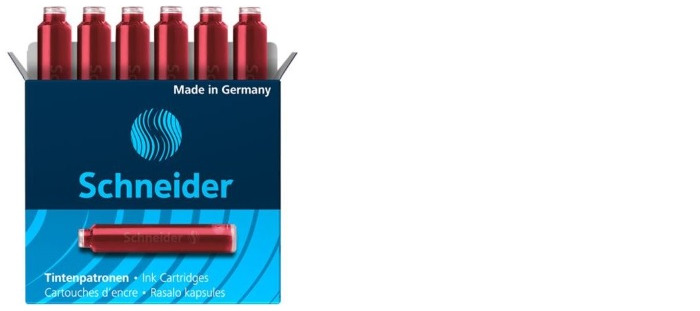 Schneider Ink cartridge, Refill & ink series Red ink (Box of 6)