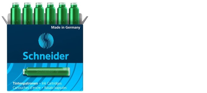 Schneider Ink cartridge, Refill & ink series Green ink (Box of 6)
