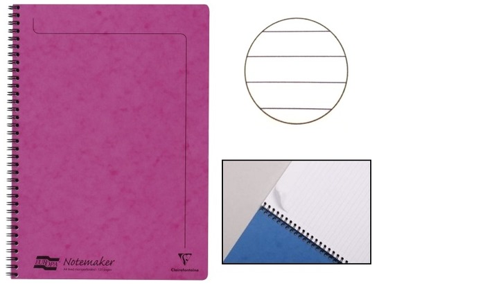 Clairefontaine (A4) Wirebound notebook, Europa series Pink (210 mm x 297 mm, lined)