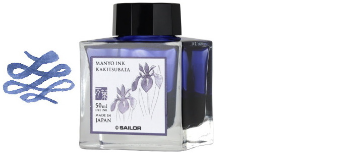 Bouteille d'encre Sailor, série Manyo Encre bleu nuit (Kakitsubata)- 50ml