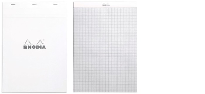 Rhodia Note pad, Basics series White (#18-Squared grid)