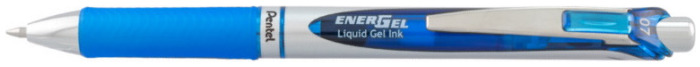 Stylo encre gel rétractable Pentel, série EnerGel Encre bleue (Metal tip)