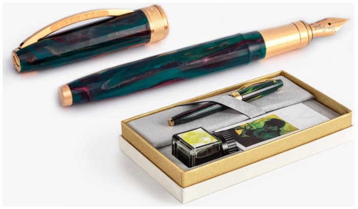 Visconti Fountain pen set, Van Gogh Special Edition series Dark green (The Novel Reader - with ink bottle)