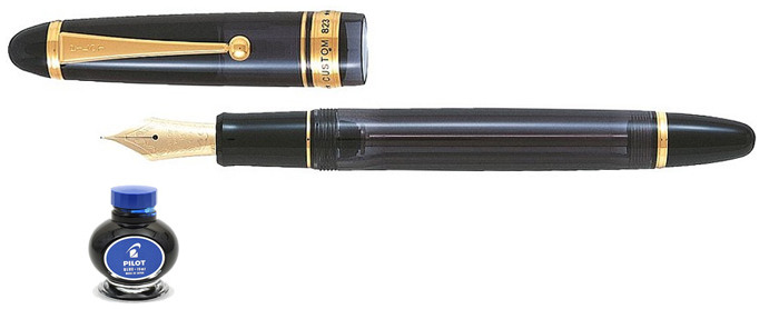 Stylo plume Pilot, série Custom 823 Noir GT (Encre bleu)