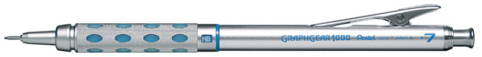 Pentel Mechanical pencil, GraphGear 1000 series Silvered & Blue 0.7mm