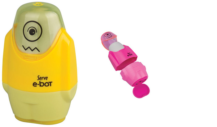 Serve Eraser & sharpener, E-Bot - Fluo Colours series Yellow