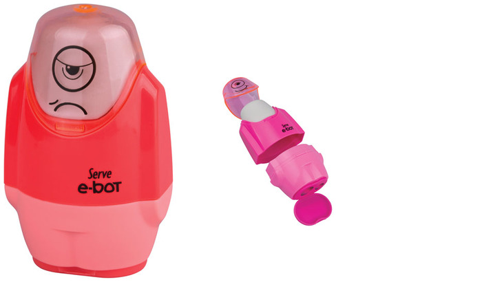Serve Eraser & sharpener, E-Bot - Fluo Colours series Red