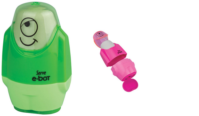 Serve Eraser & sharpener, E-Bot - Fluo Colours series Green
