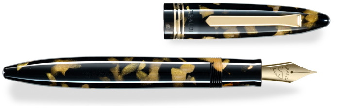 Stylo plume Tibaldi, série Bononia Noir/Or GT (Black Gold)