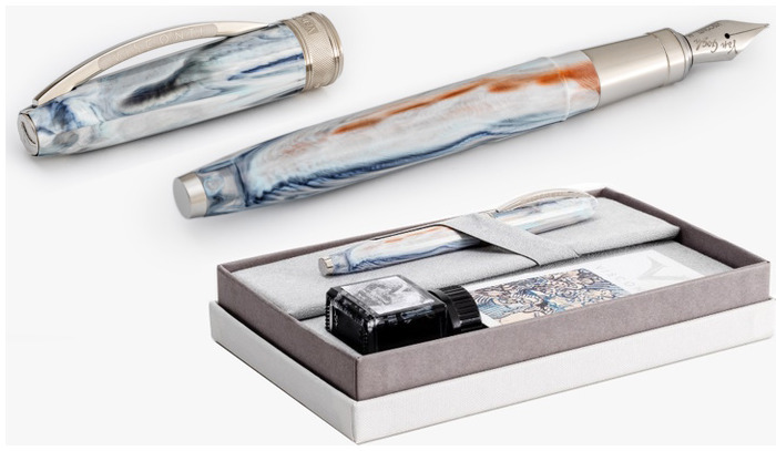 Visconti Fountain pen set, Van Gogh series Light blue (Old Vineyard with Peasant Woman - with ink bottle)