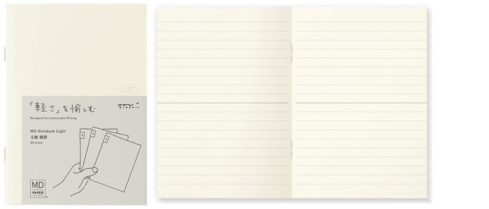 Midori Pack of 3 Notebooks (A6), MD Paper Light series Cream (Ruled, 105mm x 148mm)