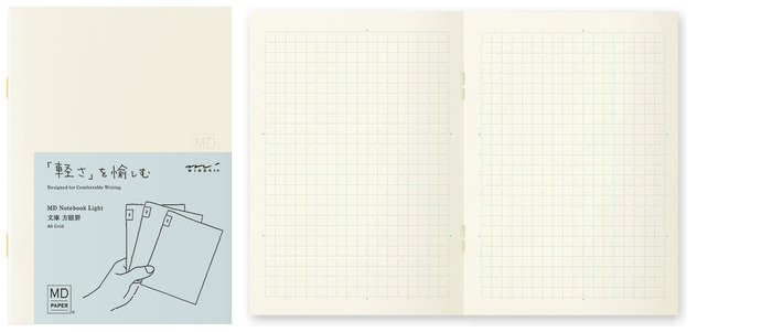 Midori Pack of 3 Notebooks (A6), MD Paper Light series Cream (Squared, 105mm x 148mm)