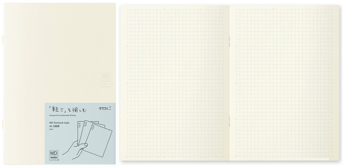 Midori Pack of 3 Notebooks (A5), MD Paper Light series Cream (Squared, 148mm x 210mm)