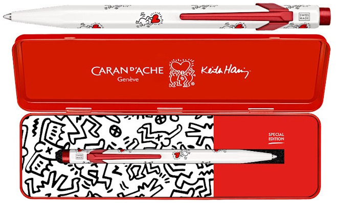 Stylo bille 849 Caran d'Ache, série Édition Spéciale Keith Haring Blanc & Rouge