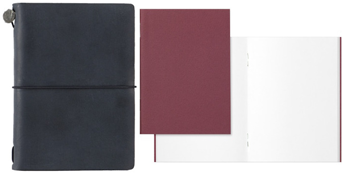 Carnet de notes Traveler's Company, série Leather Notebook Passport Size Noir (Papier uni)
