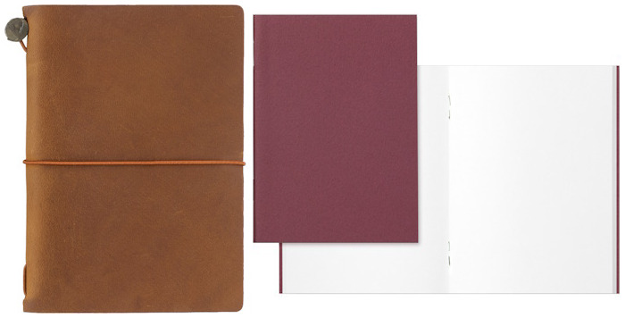 Carnet de notes Traveler's Company, série Leather Notebook Passport Size Brun pâle (Papier uni)