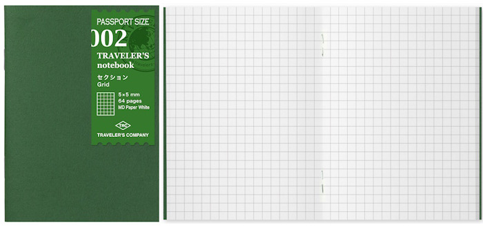 Recharge de carnet Traveler's Company, série Notebook Passport Size Refill Blanc (Quadrillé, 89mm x 124mm)