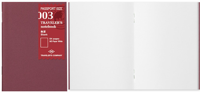 Recharge de carnet Traveler's Company, série Notebook Passport Size Refill Blanc (Uni, 89mm x 124mm)