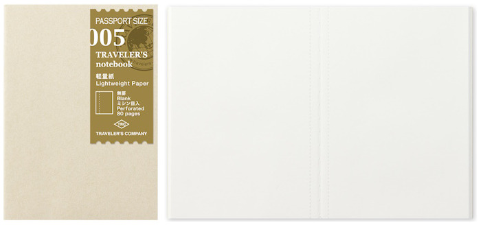 Traveler's Company Notebook refill, Notebook Passport Size Refill series White (Plain, 89mm x 124mm)