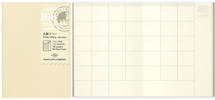 Traveler's Company Agenda refill, Notebook Passport Size Refill series Cream (89mm x 124mm)