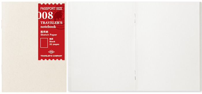 Traveler's Company Notebook refill, Notebook Passport Size Refill series White (Plain - Sketch, 89mm x 124mm)