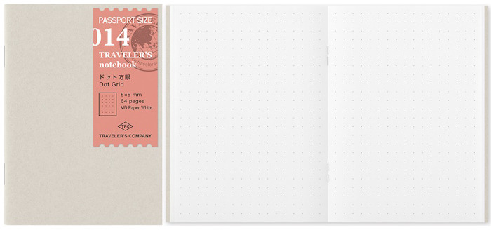 Recharge de carnet Traveler's Company, série Notebook Passport Size Refill Blanc (Pointillé, 89mm x 124mm)