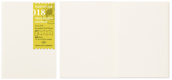 Traveler's Company Notebook refill, Notebook Passport Size Refill series Cream (Plain, Accordion fold paper)