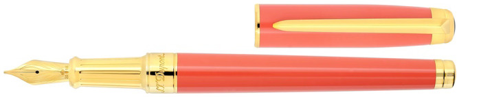 Stylo plume Dupont, S.T., série Line D Eternity (Medium) Corail & Doré