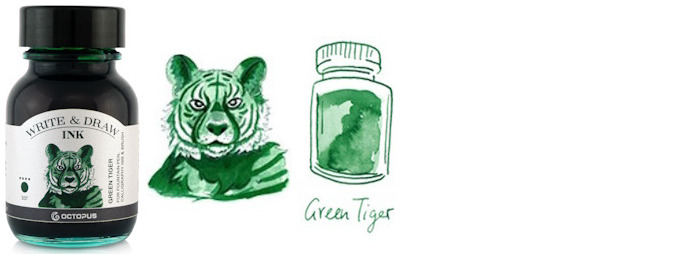 Octopus Fluids Ink bottle, Write & Draw Ink series Green ink (Tiger) - 50ml