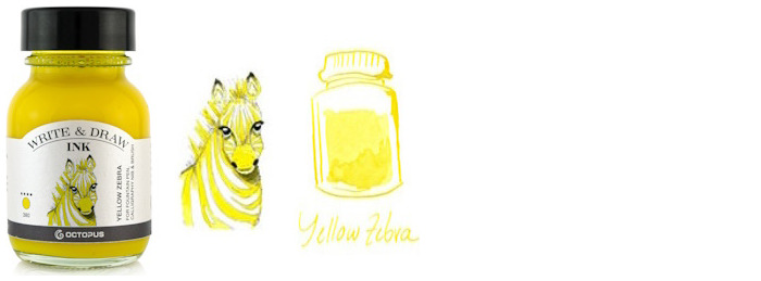 Bouteille d'encre Octopus Fluids, série Write & Draw Ink Encre jaune (Zebra) - 50ml