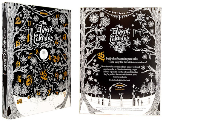 Ensemble de bouteilles d'encre Diamine, série Inkvent Calendar 2024 - Black Edition