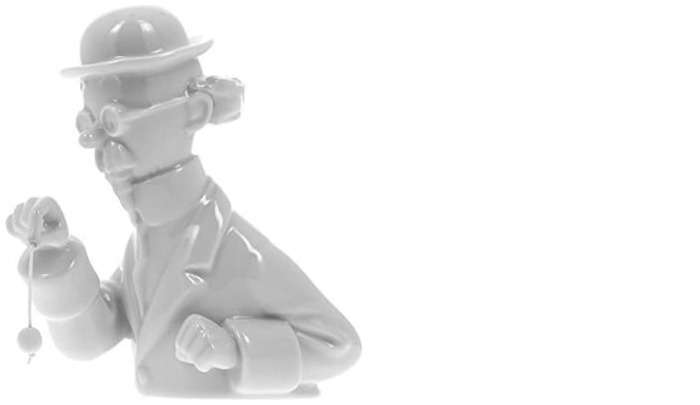 Tintin Figurine, Decorations series Calculus and his pendulum bust (Porcelain)